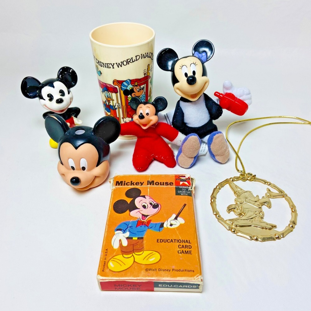 Vintage Mickey and Minnie Mouse Collectible Figures‎ and Toys Lot of 7 80s